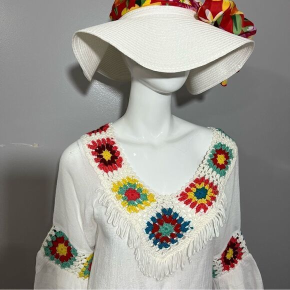 LTX Sportswear Gauze Granny Square Crochet Coverup - M - Picture 4 of 11